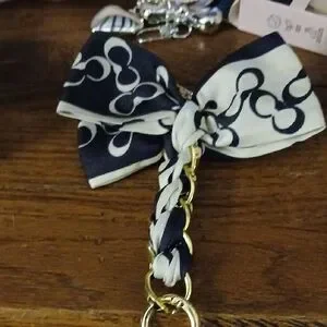 Coach | Accessories | Coach Black White Bow Keyring With Gold Chain Or ...